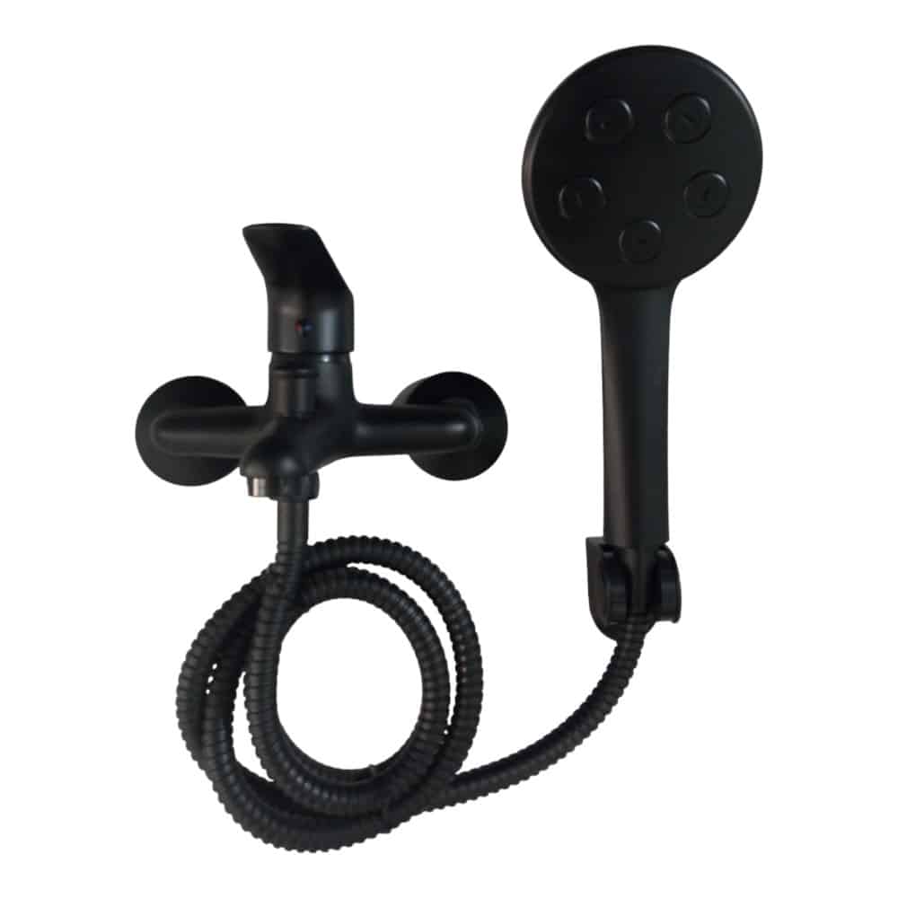 Monocomando Bañera Plano con Transf Negro 35mm Wico (54302)