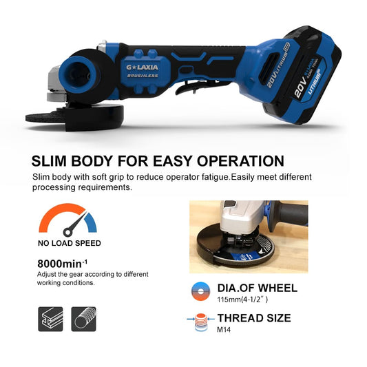 Amoladora Brushless 20v 115mm Galaxia (Solo Herramienta)