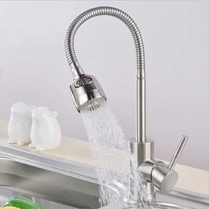 Monocomando Pico Flexible Mesada Palito Acero Inox. Koen