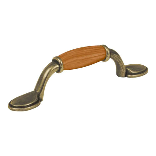 Tirador zamac, b. anti.c/inserto madera 76mm Hermex Jal-0631