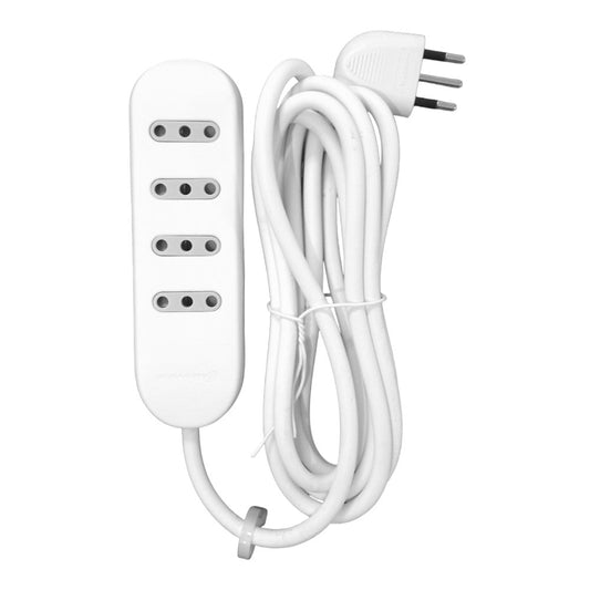 Alargue 4 (3 en linea) 10A 2.5mts. Blanco 99030 Electraline