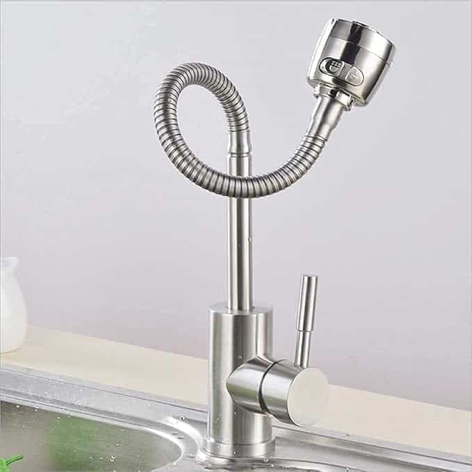 Monocomando Pico Flexible Mesada Palito Acero Inox. Koen