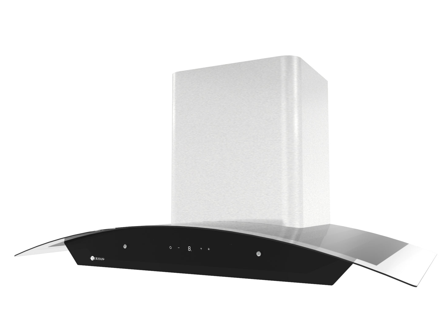 Campana 90cm Digital Terhan Vidrio Templado Curvo Y Acero Inox