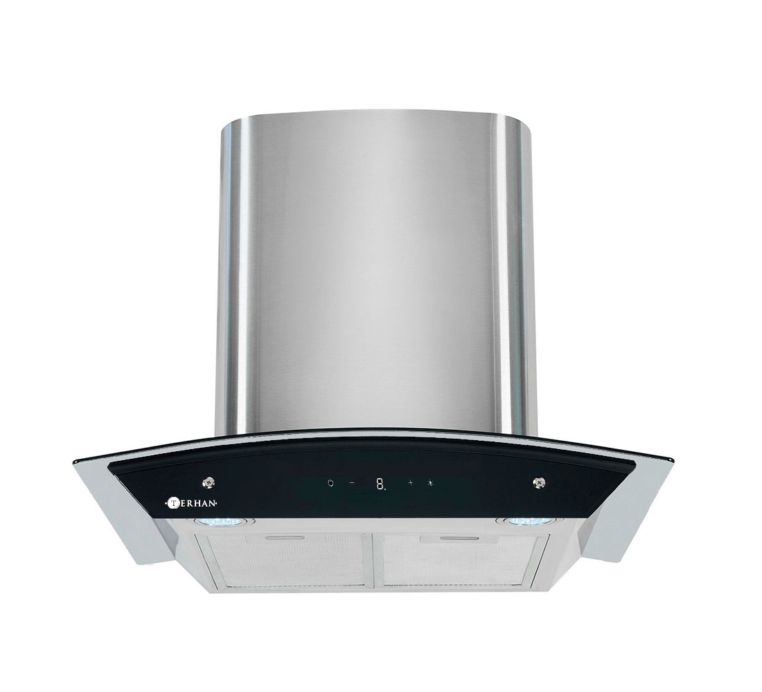 Campana Digital Terhan Vidrio Templado Curvo/Acero Inox 60Cm