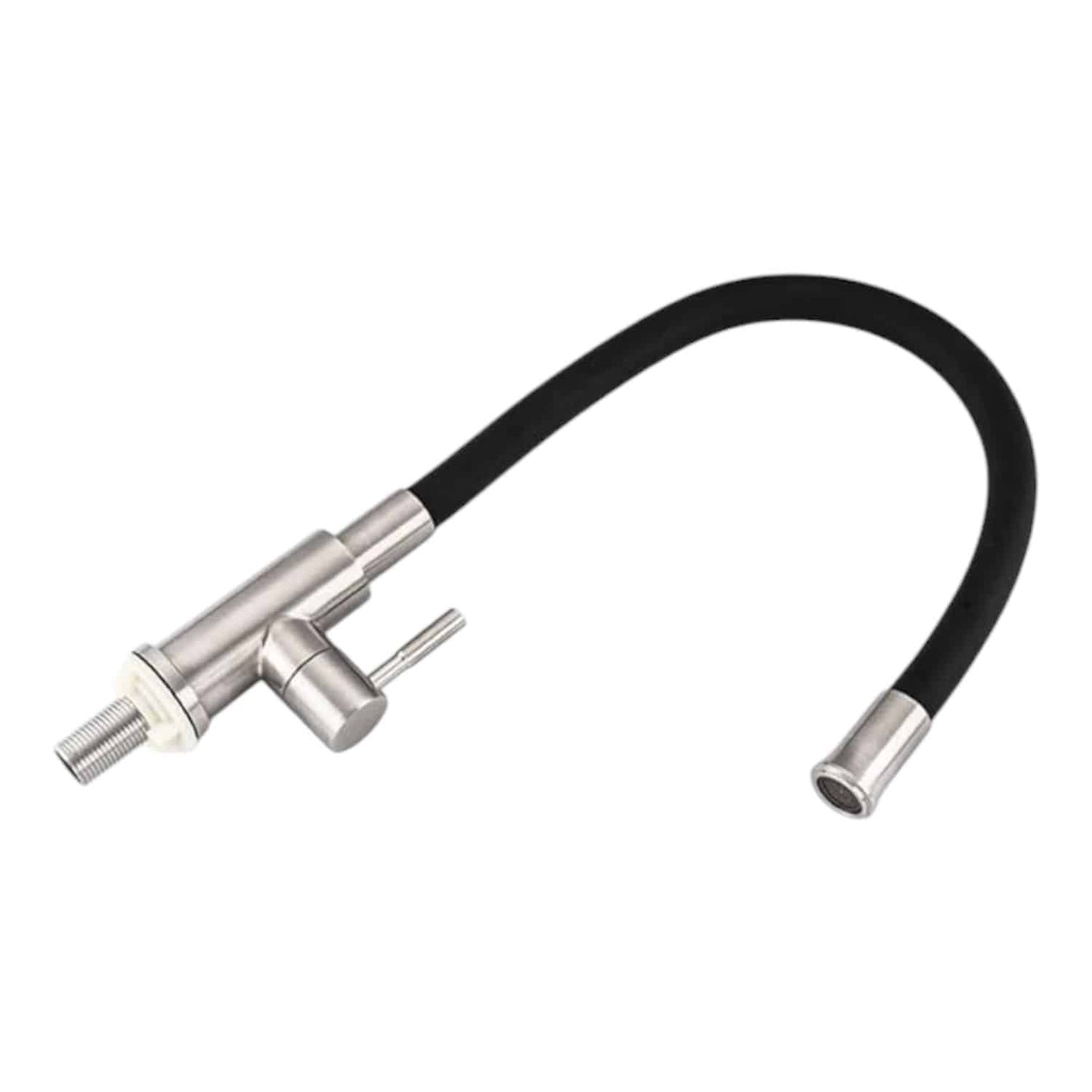 Monocomando Pico Flexible Cocina Negro Acero Inox. Koen