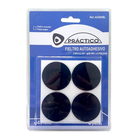 Protector de muebles fieltro. Negro. Redondo 45 mm. 4 pcs.