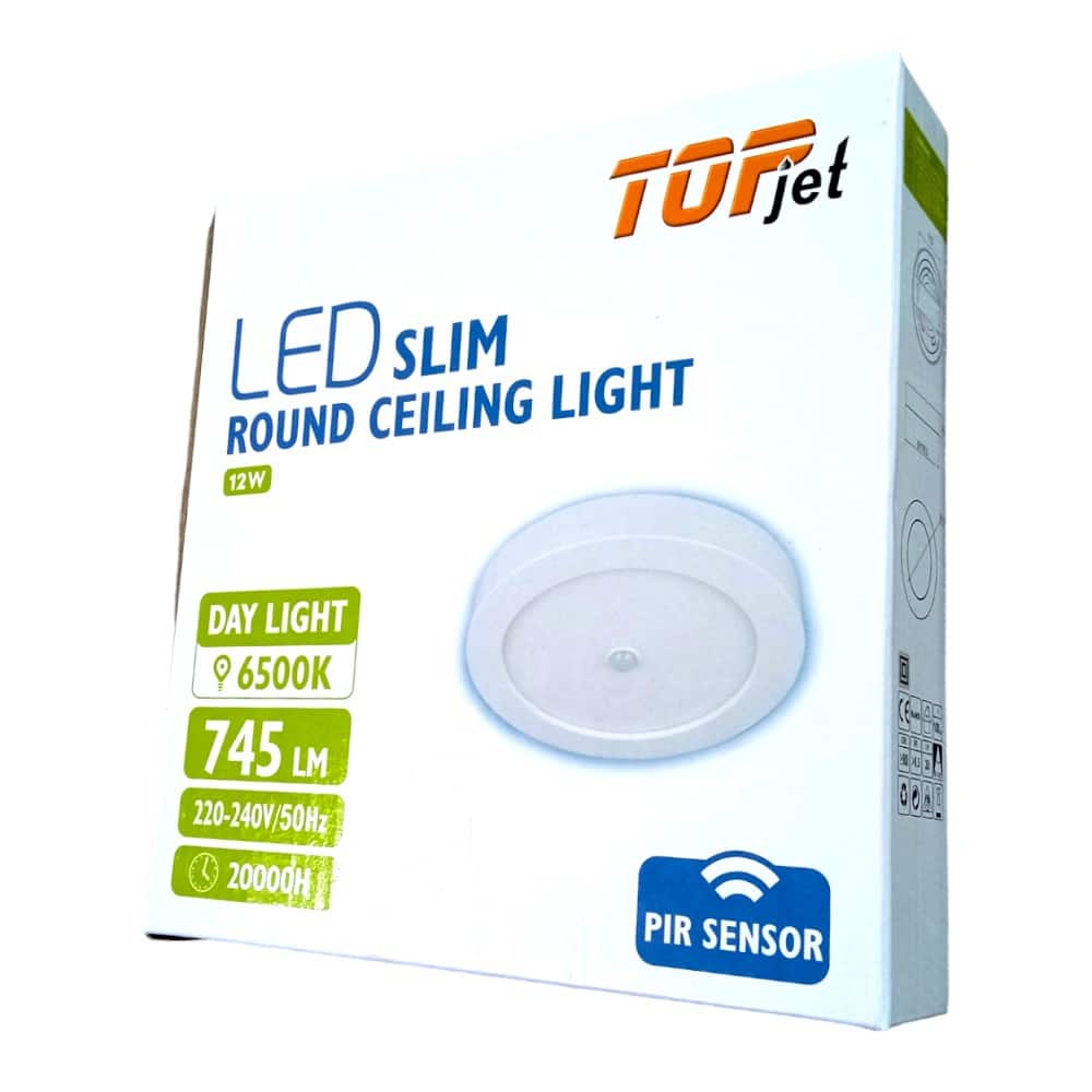 Plafon Sensor Movimiento Adosar Redondo 17,4Cm 12W Luz Fria
