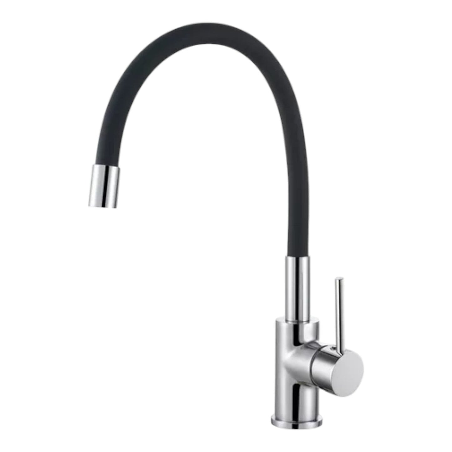 Monocomando Pico Flexible Cocina Negro Acero Inox. Koen
