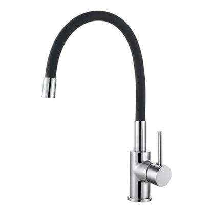 Monocomando Pico Flexible Cocina Negro Acero Inox. Koen