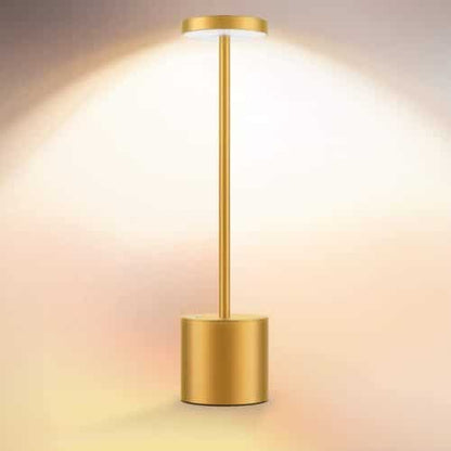 Lampara Mesa Dorada Tactil Recargable Luz Calida Alto 33,5cm