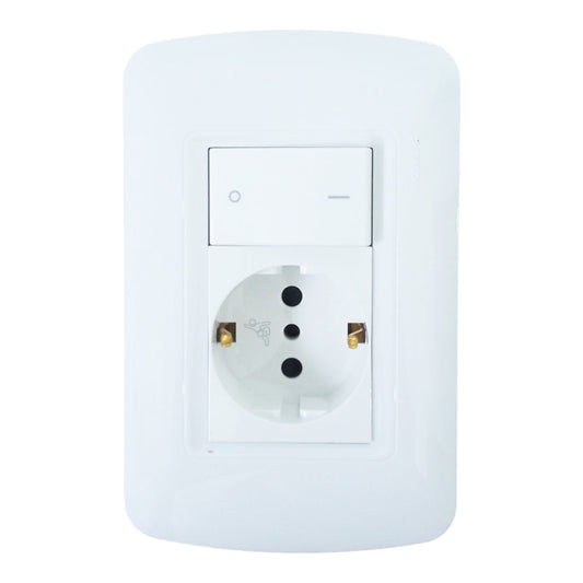 Conjunto Schuko c/seg + Int Bip Bco (AP) Atenea A154100034FP