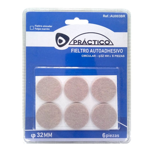 Protector de muebles fieltro. Beige. Redondo 32 mm. 6 pcs.