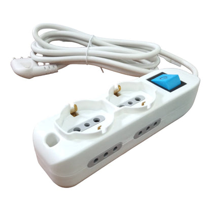 Alargue 2 Schuko 4+3 en lin Int 2,5mts Bco 62044 Electraline