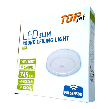Plafon Sensor Movimiento Adosar Redondo 17,4Cm 12W Luz Fria