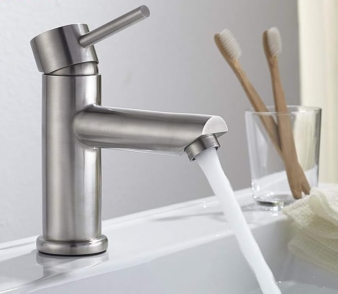 Monocomando Lavatorio 9cm 90° Palito Acero Inox. Koen