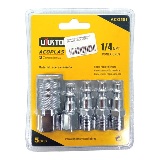 Acoples Cromado 5 Piezas Para Compresor