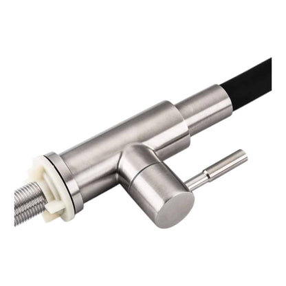 Monocomando Pico Flexible Cocina Negro Acero Inox. Koen