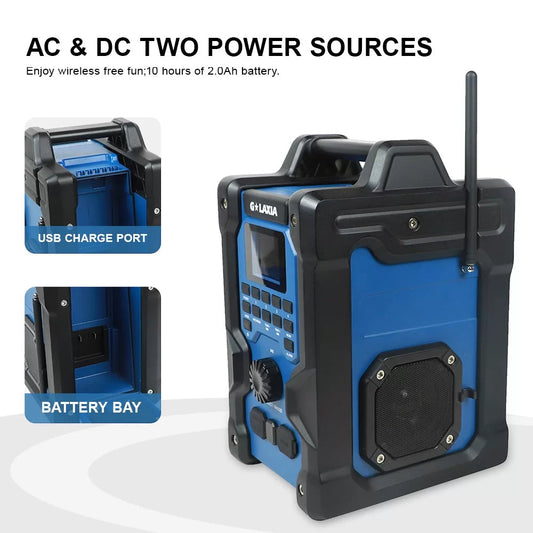 Parlante Radio De Trabajo 20V – (1Bat y Carg 2Ah)
