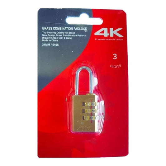 Candado Combinacion Bronce 21mm 3 Digitos.