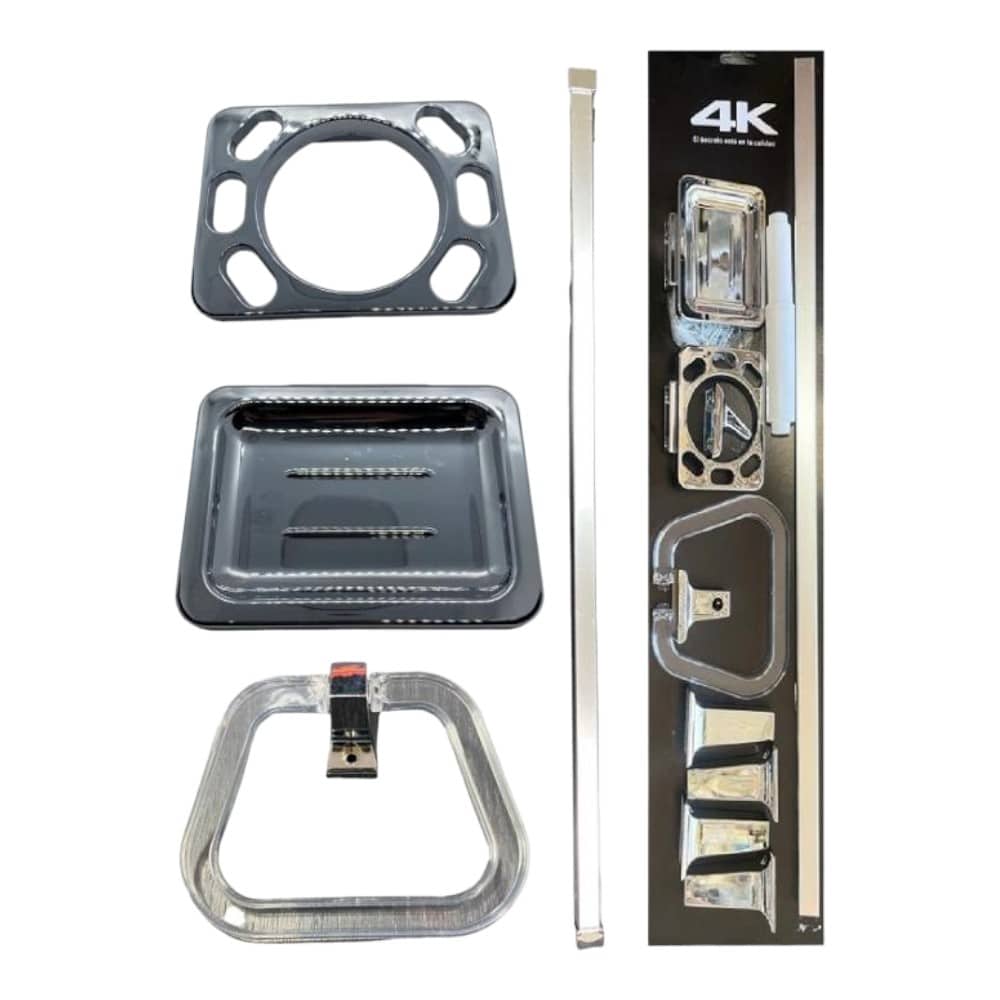 Accesorio p/baÃ±o cromado Plastico 6pz 4k