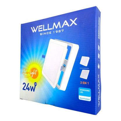 Panel Led 2en1 Cuadrado 18W L:22cm Frio Wellmax/Samsung