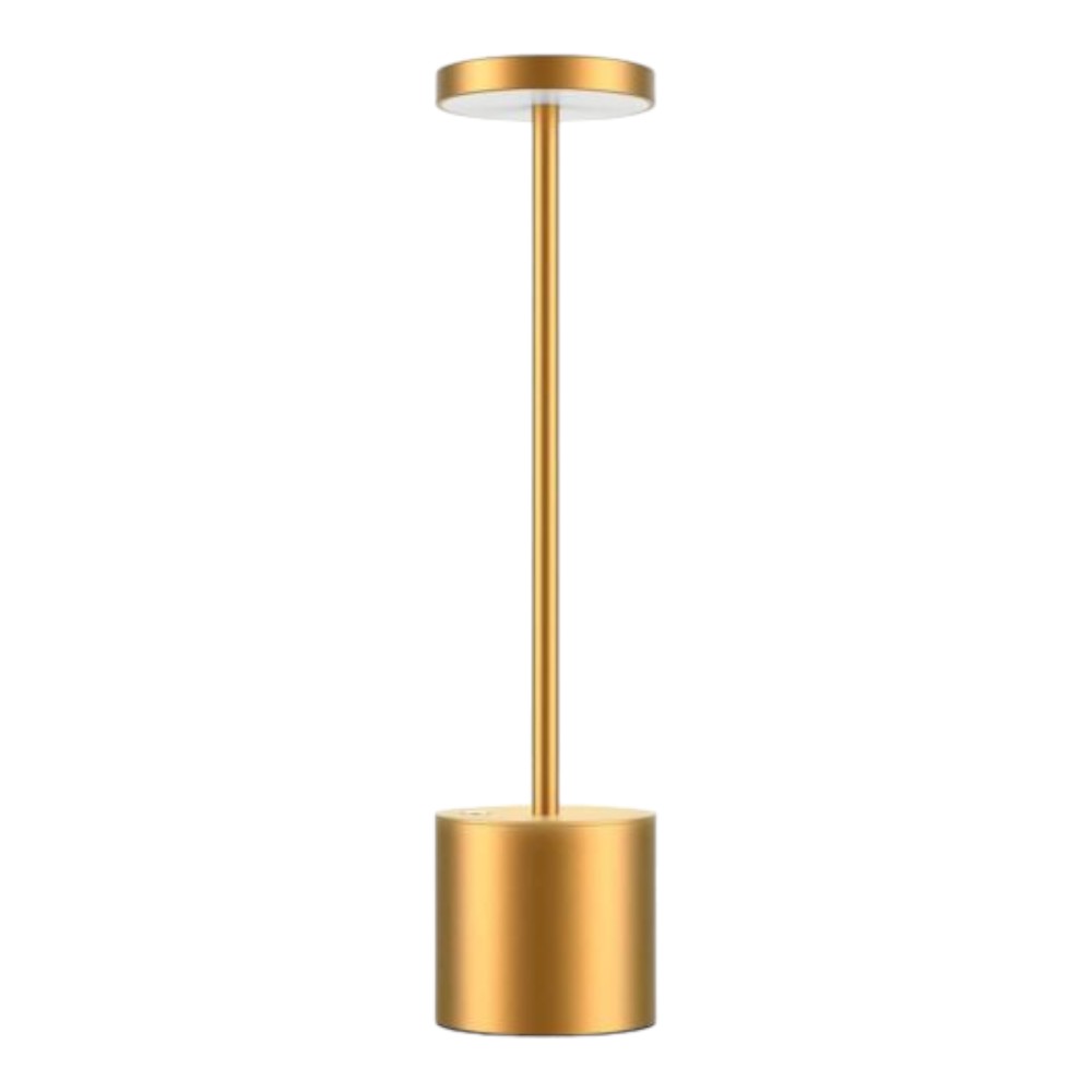 Lampara Mesa Dorada Tactil Recargable Luz Calida Alto 33,5cm