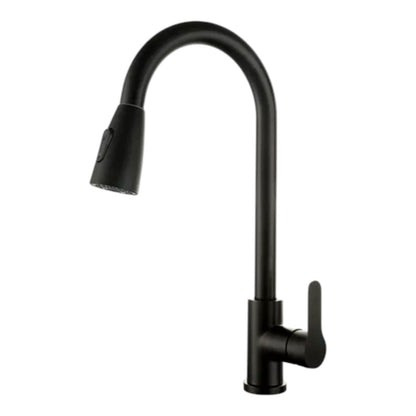 Monocomando Pico Extensible Mesada Acero Inox. Negro. Koen
