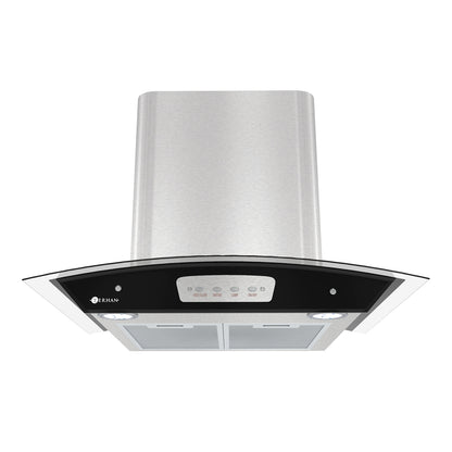 Campana Botones Terhan Vidrio Templado Curvo Y Acero Inox 60 CmÂ