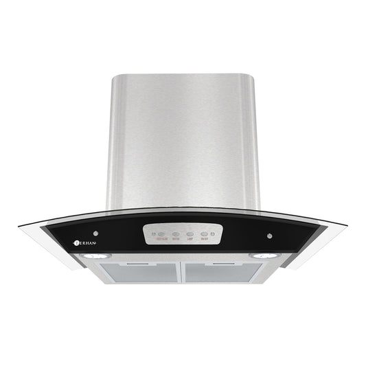 Campana Botones Terhan Vidrio Templado Curvo Y Acero Inox 60 CmÂ