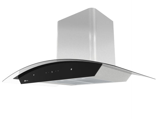 Campana 90cm Digital Terhan Vidrio Templado Curvo Y Acero Inox