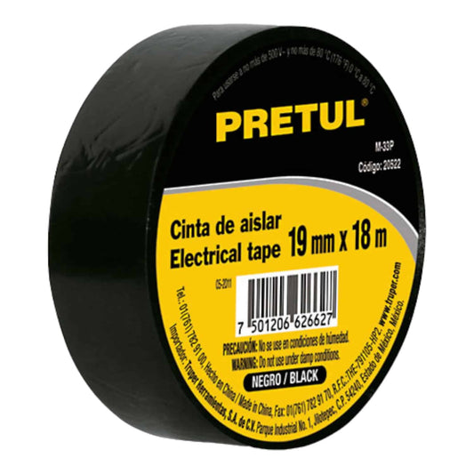 Cinta aisladora 19mmx9ms Negra Pretul