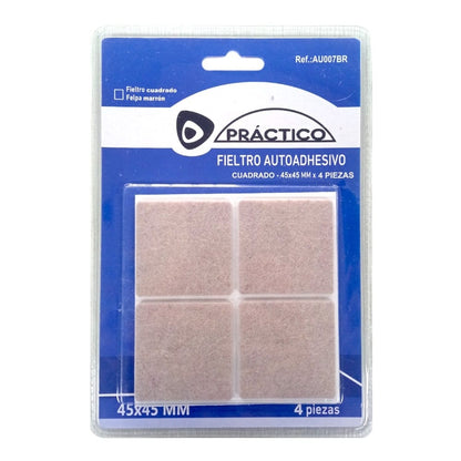 Protector de muebles fieltro. Beige. Cuadrado 45x45mm 4 pcs.