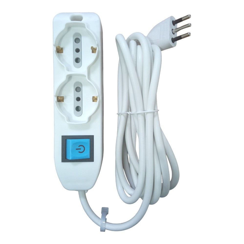 Alargue 2 Schuko 4+3 en lin Int 2,5mts Bco 62044 Electraline