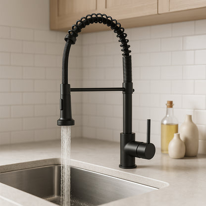 Monocomando Pico Extensible Lavaplatos Ac Inox. Negro Koen