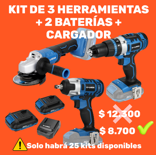 KIT Atornillador - Llave de Impacto - Amoladora