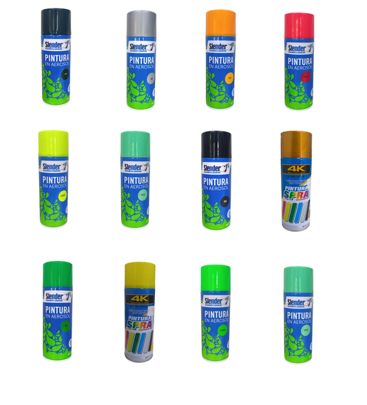 Lote de aprox 67 aerosoles variedad de colores 4k y Slender