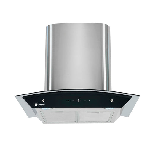 Campana Digital Terhan Vidrio Templado Curvo Y Acero Inox 60 CmÂ